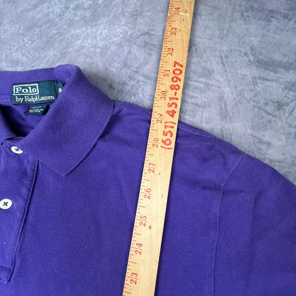 Vintage Polo Ralph Lauren Purple TCU Polo Shirt Mens Medium 90s Y2K Pique Boxy